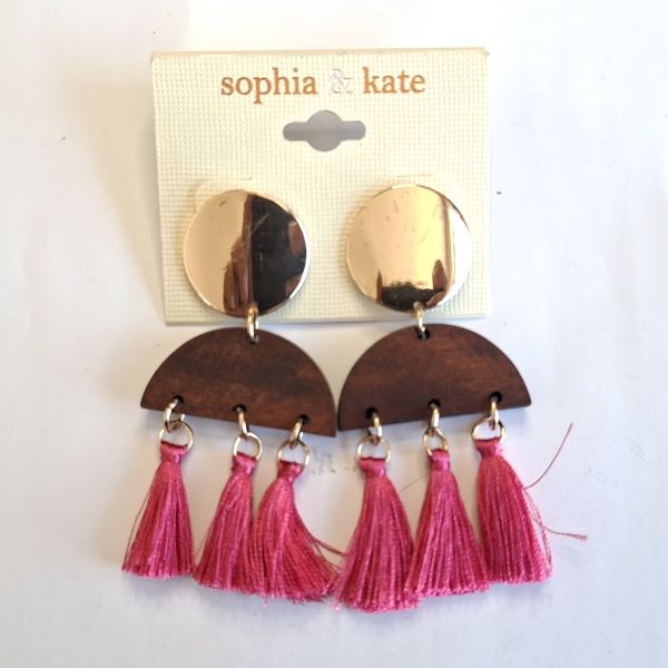 Aretes metal madera tela 