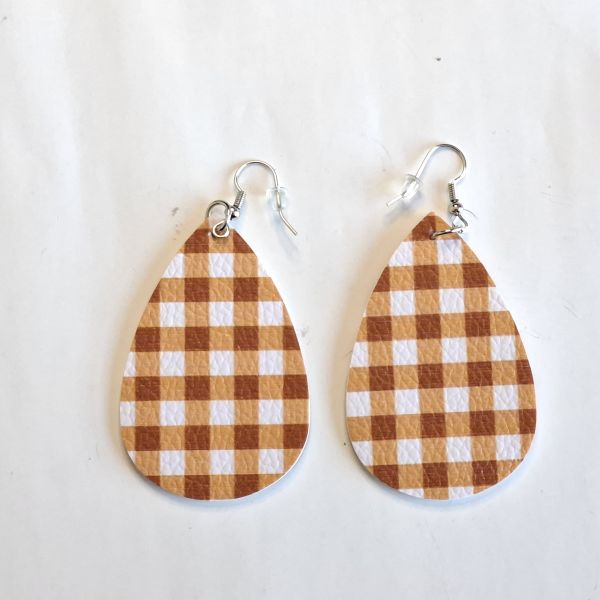 Aretes gota cuadriculado 