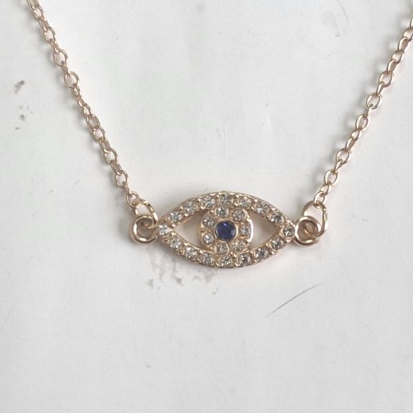 Collar dorado dije de ojo turco con circones 