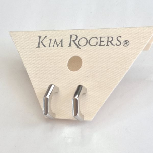 Aretes plateados medio hexagono