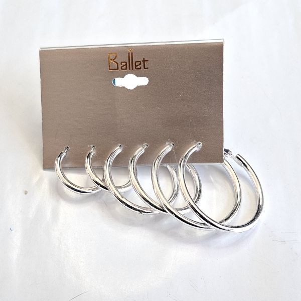 Set de aretes aros plata mate 